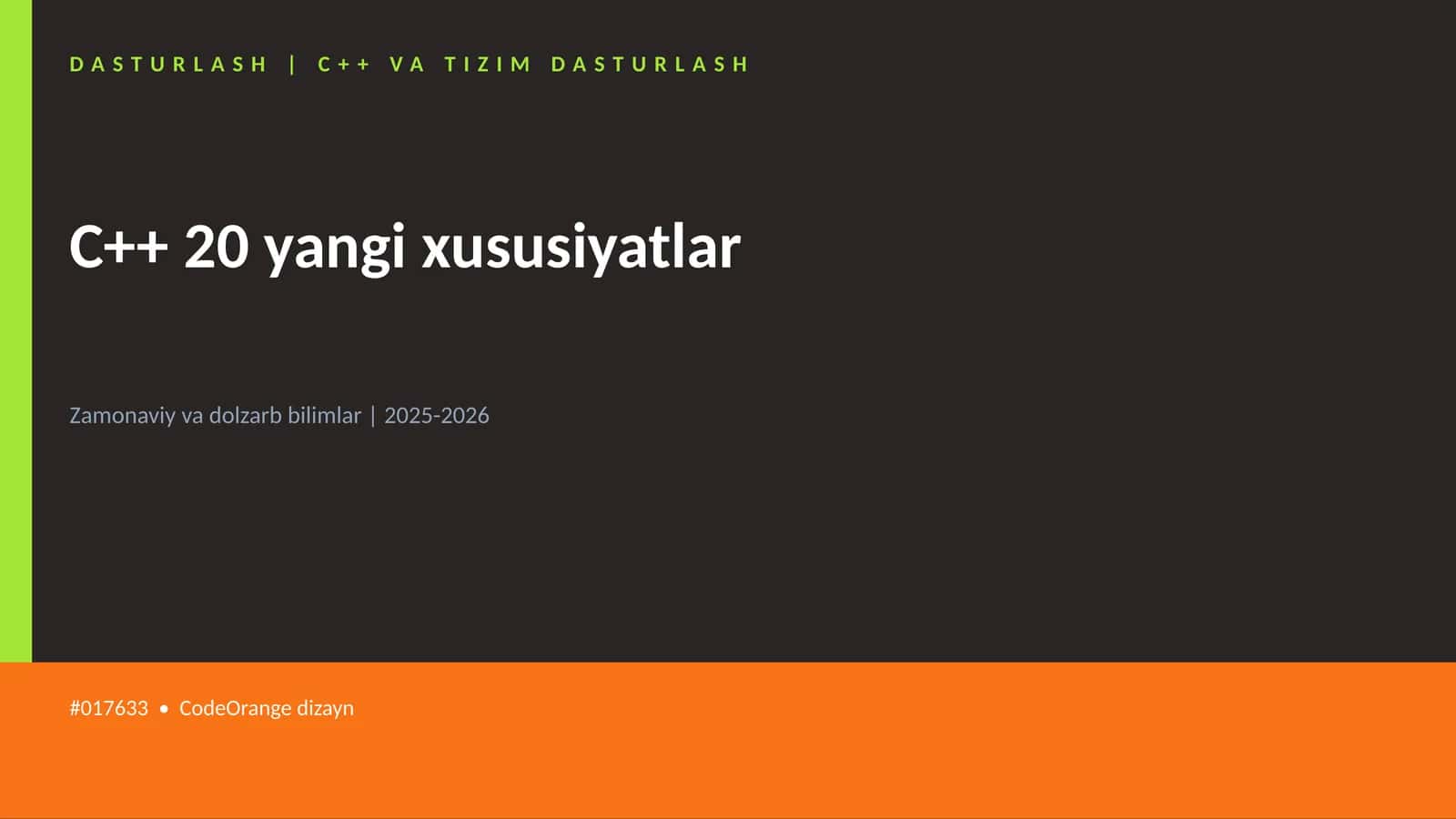 C++ VA TIZIM DASTURLASH 1
