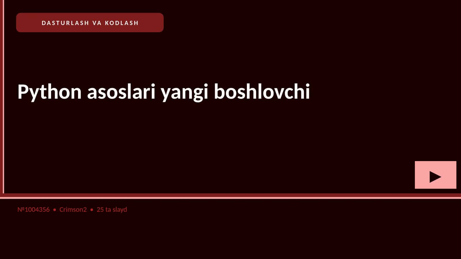 Python asoslari yangi boshlovchi 1