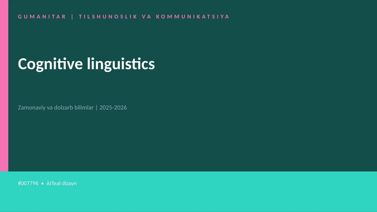 Cognitive linguistics 1