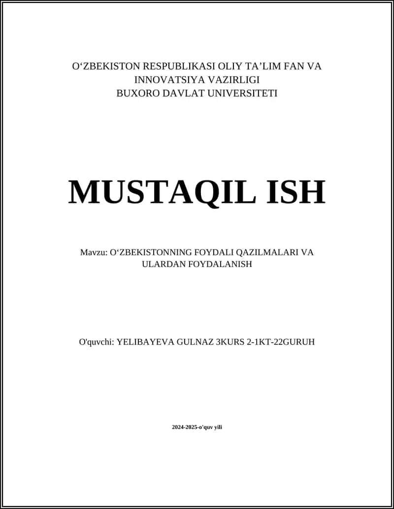 Oʻzbekistonda foydali qazilmalar va ulardan foydalanish 1