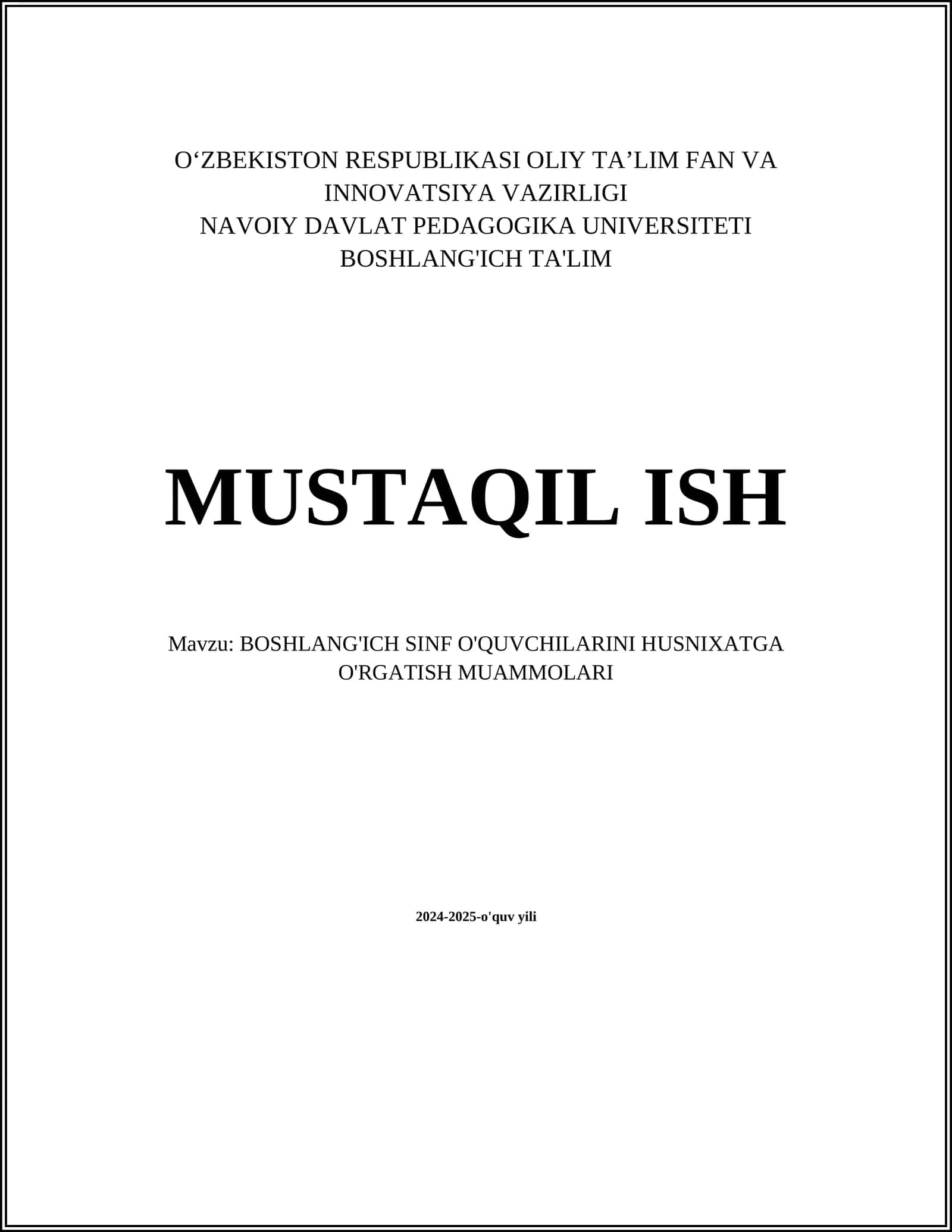 BOSHLANG'ICH SINF O'QUVCHILARINI HUSNIXATGA O'RGATISH MUAMMOLARI 1