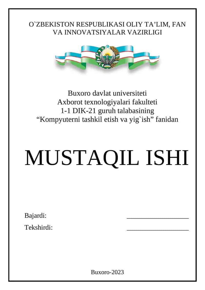 BIOS-da ishlash 1
