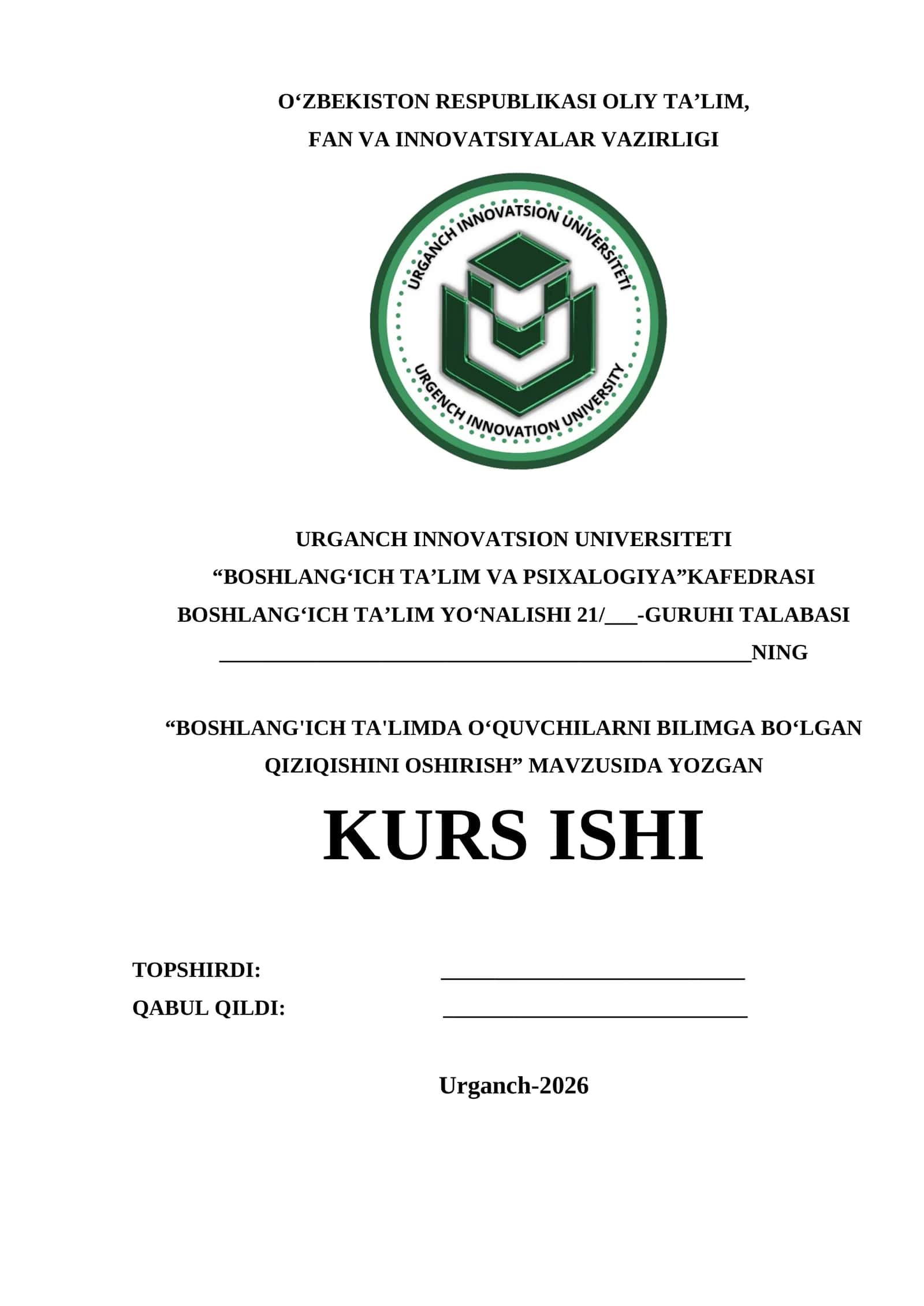 BOSHLANG'ICH TA'LIMDA O‘QUVCHILARNI BILIMGA BO‘LGAN QIZIQISHINI OSHIRISH 1