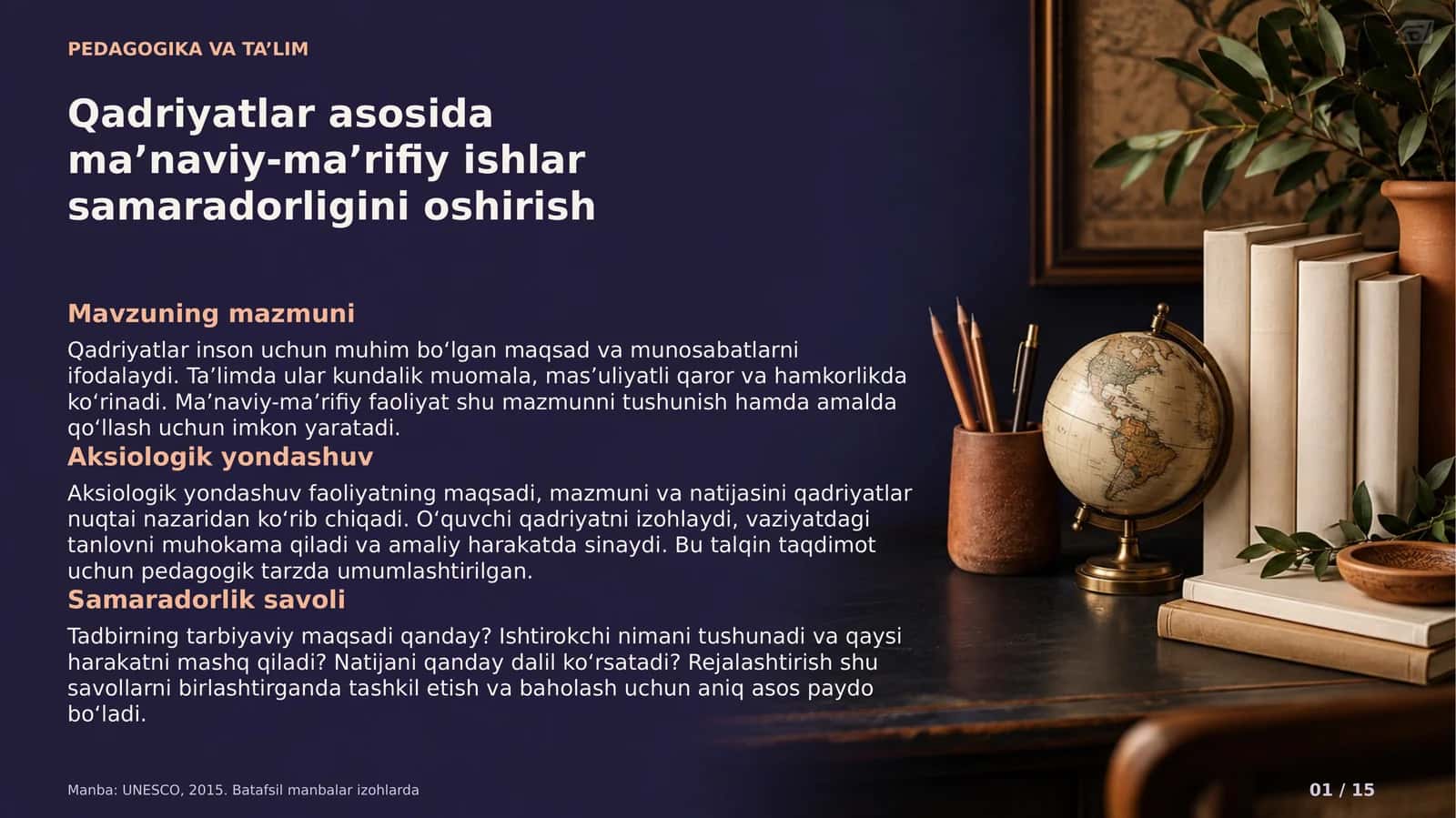 Qadriyatlar asosida ma’naviy-ma’rifiy ishlar samaradorligini oshirish 1