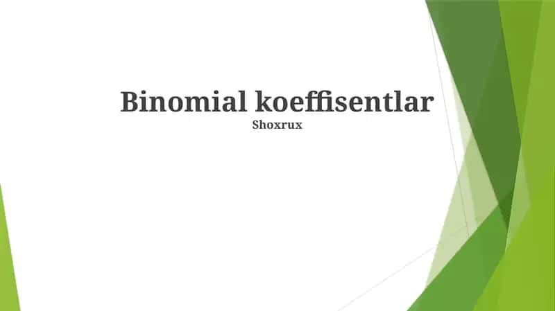 Binomial koeffisentlar 1