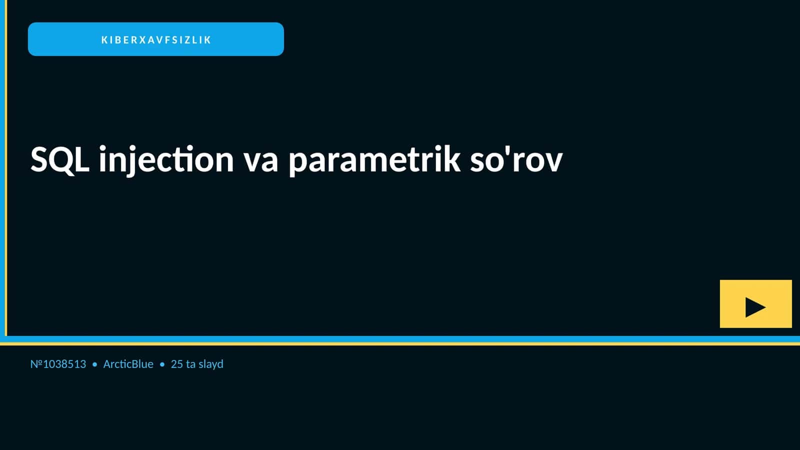 SQL injection va parametrik so'rov 1