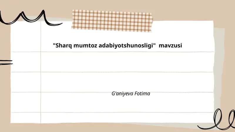 Sharq mumtoz adabiyotshunosligi 1