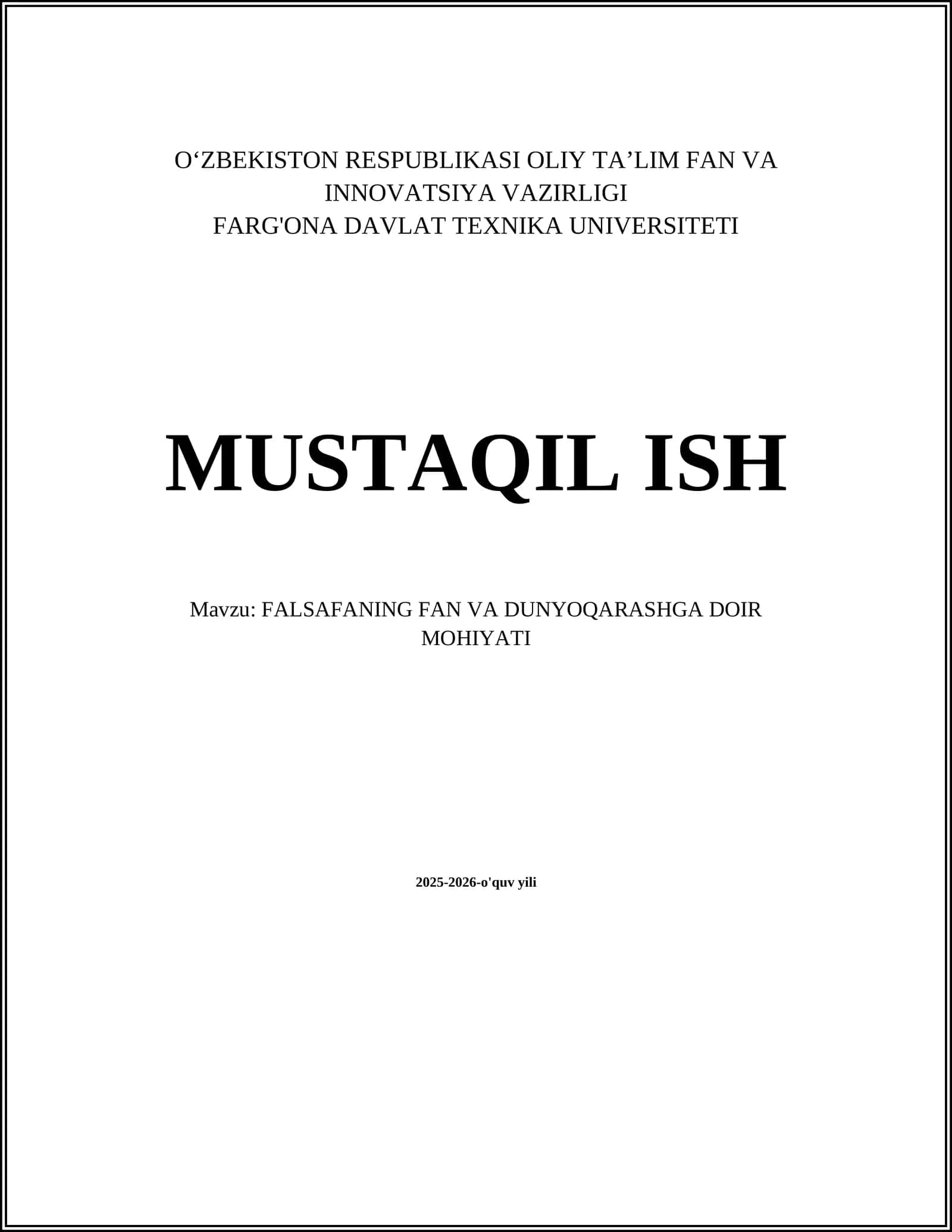 FALSAFANING FAN VA DUNYOQARASHGA DOIR MOHIYATI 1