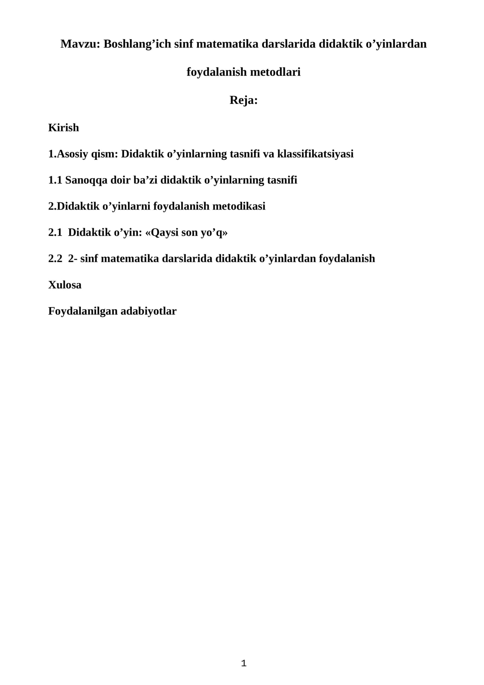 Boshlang’ich sinf matematika darslarida didaktik o’yinlardan foydalanish metodlari 1