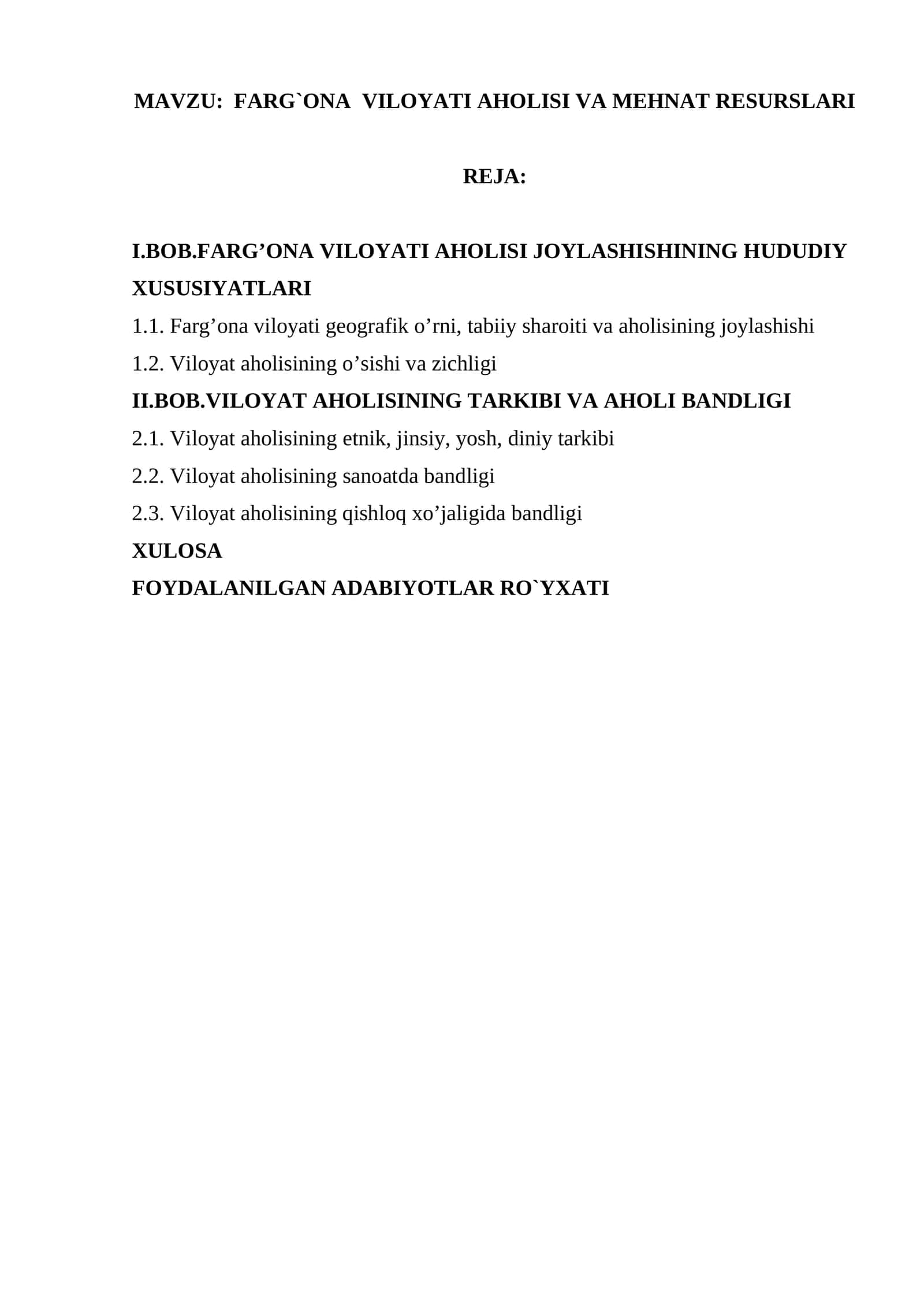 FARG`ONA VILOYATI AHOLISI VA MEHNAT RESURSLARI 1