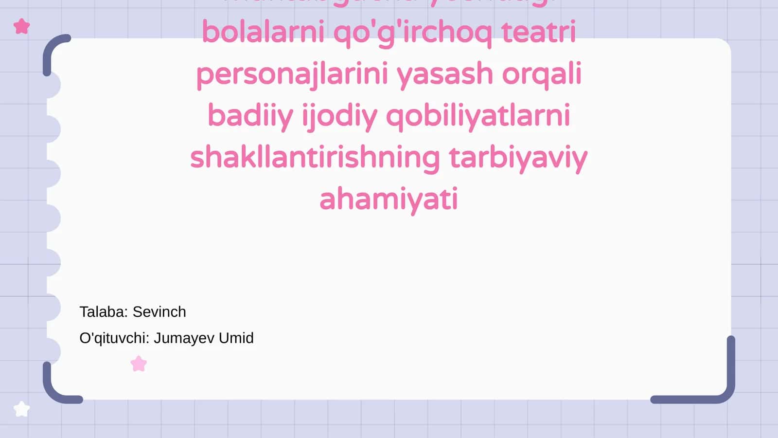 Maktabgacha yoshdagi bolalarni qo'g'irchoq teatri personajlarini yasash 1
