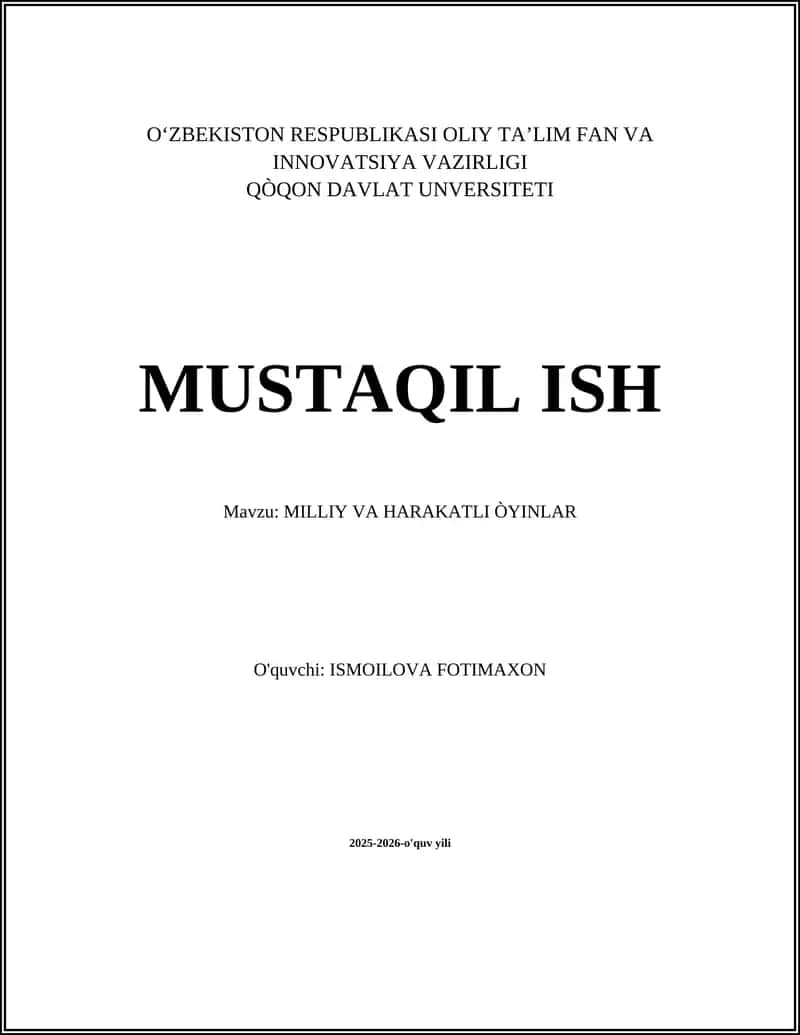 MILLIY VA HARAKATLI ÒYINLAR 1
