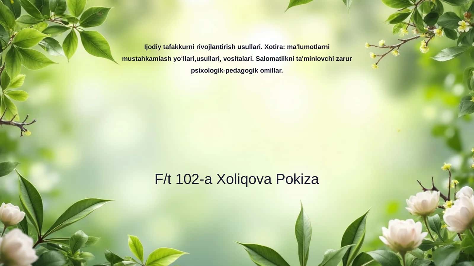 Ijodiy tafakkurni rivojlantirish usullari 1