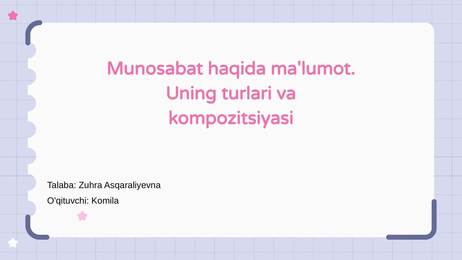 Munosabat Haqida Ma'lumot 1