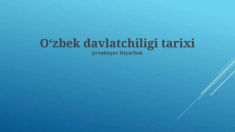 Oʻzbek davlatchiligi tarixi 1
