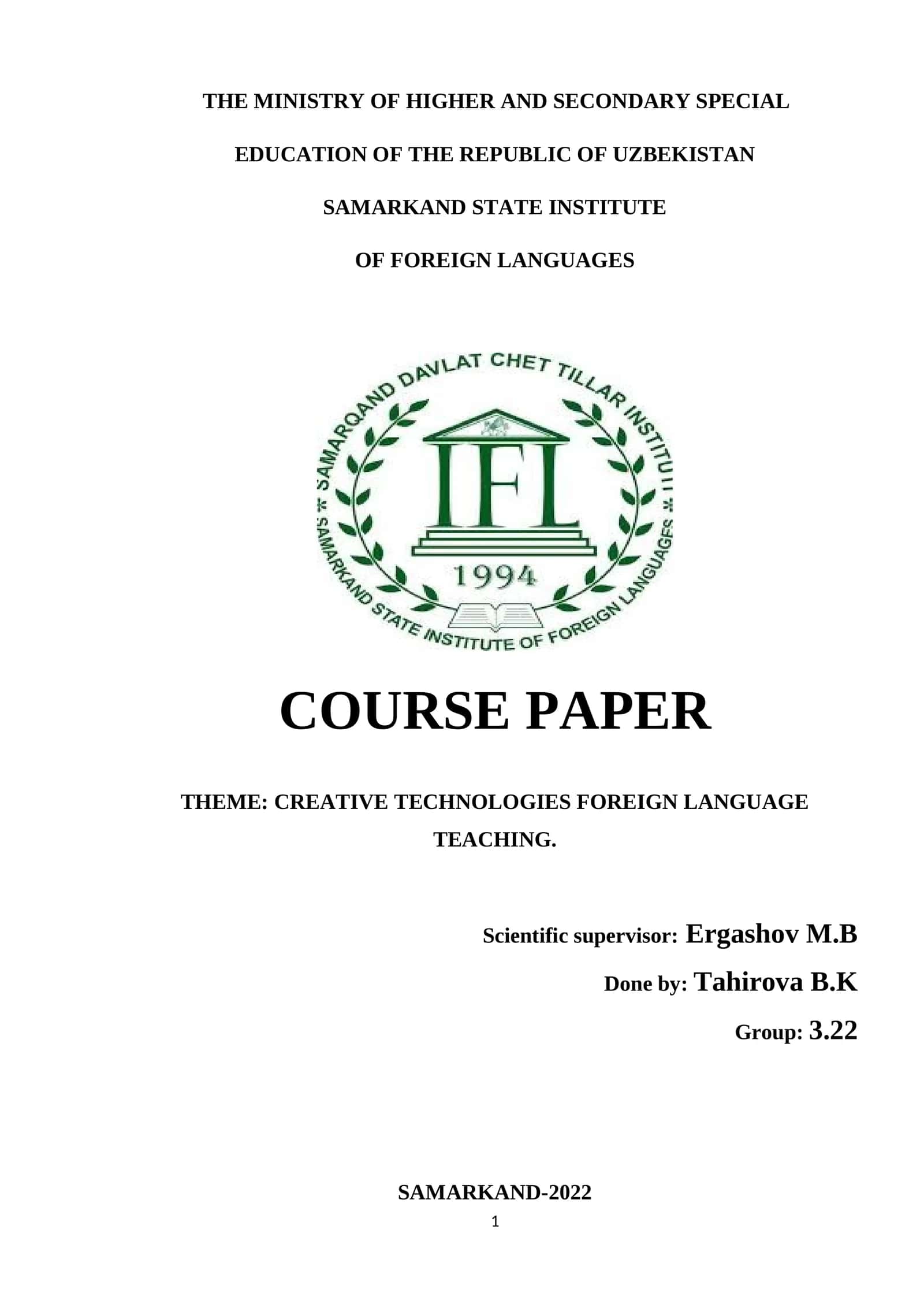 CREATIVE TECHNOLOGIES FOREIGN LANGUAGE TEACHING 1