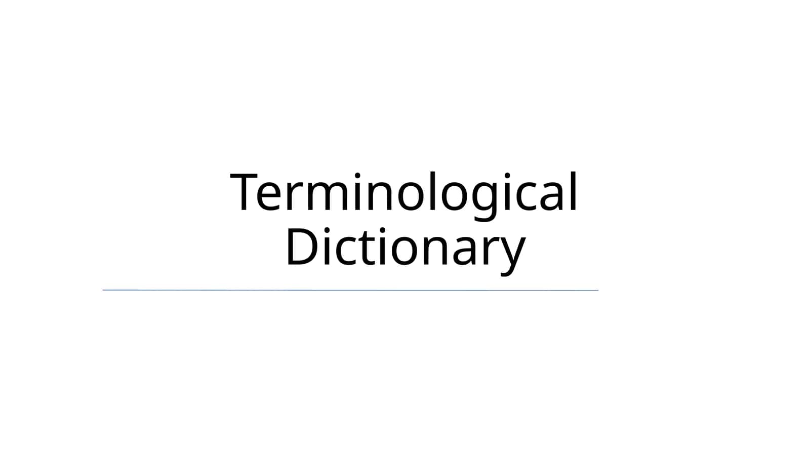 Terminological Dictionary 1