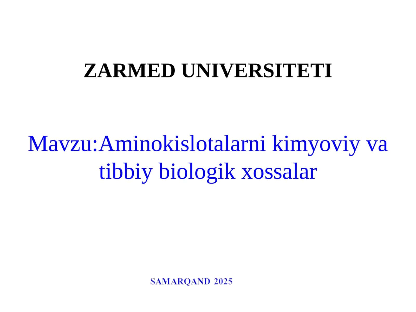 Aminokislotalarni kimyoviy va tibbiy biologik xossalar 1