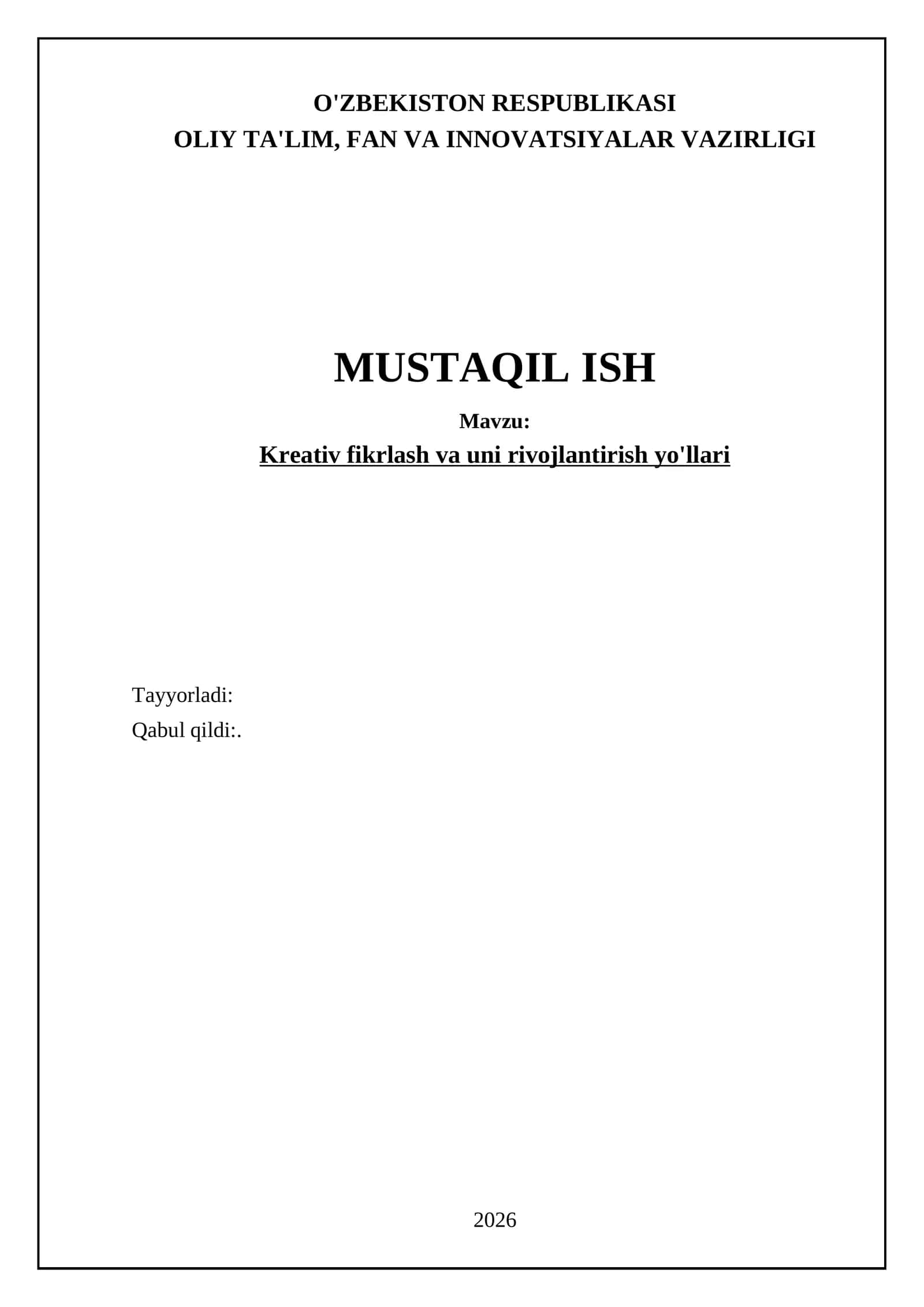 Kreativ fikrlash va uni rivojlantirish yo'llari 1