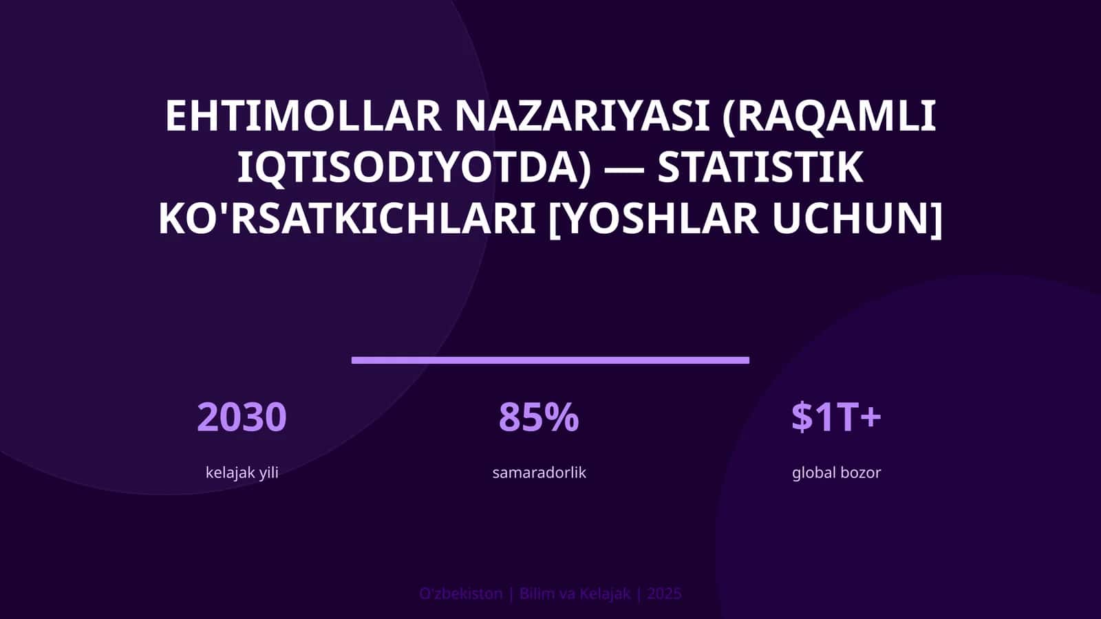 Ehtimollar nazariyasi (raqamli iqtisodiyotda) — statistik ko'rsatkichlari [yoshlar uchun] 1