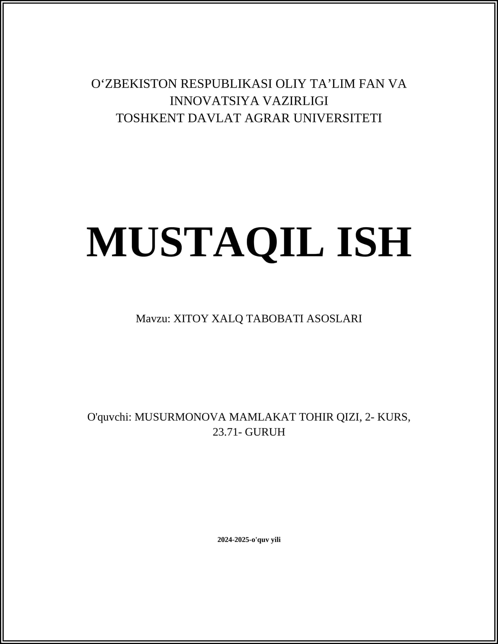 XITOY XALQ TABOBATI ASOSLARI 1