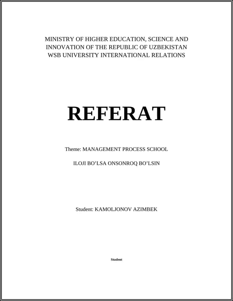 MANAGEMENT PROCESS SCHOOL 1