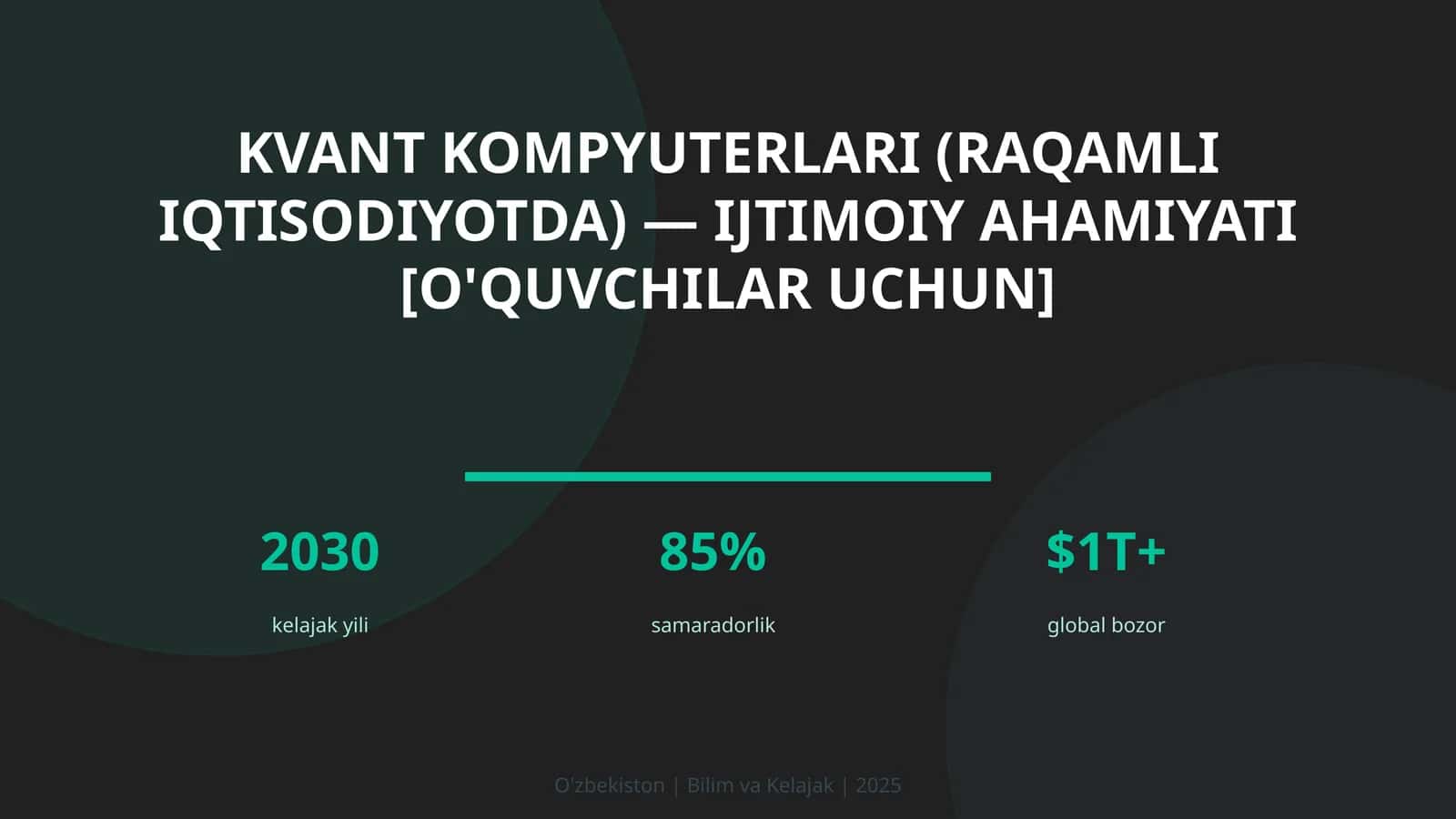 KVANT KOMPYUTERLARI (RAQAMLI IQTISODIYOTDA) — IJTIMOIY AHAMIYATI [O'QUVCHILAR UCHUN] 1
