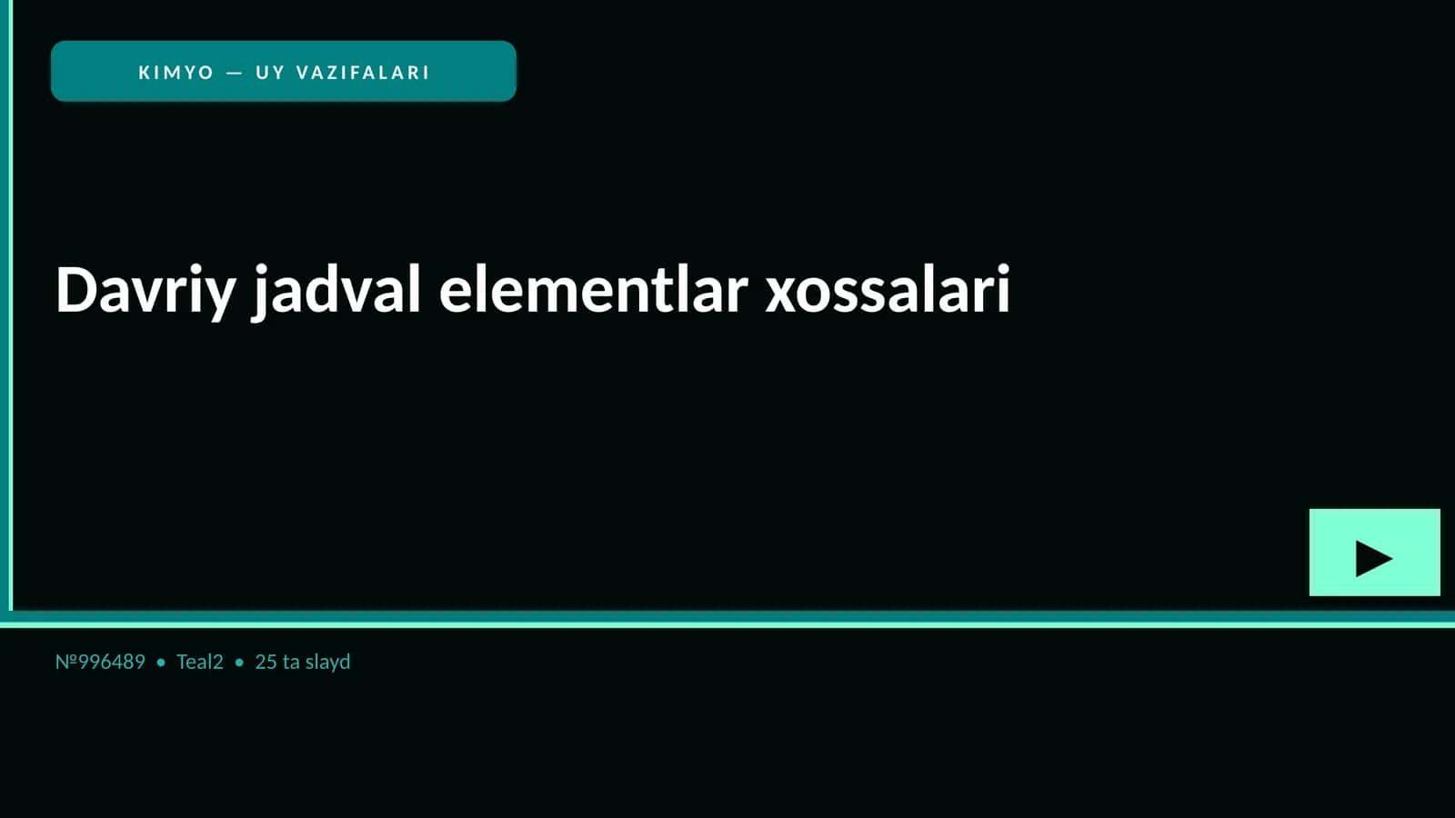 KIMYO — UY VAZIFALARI 1