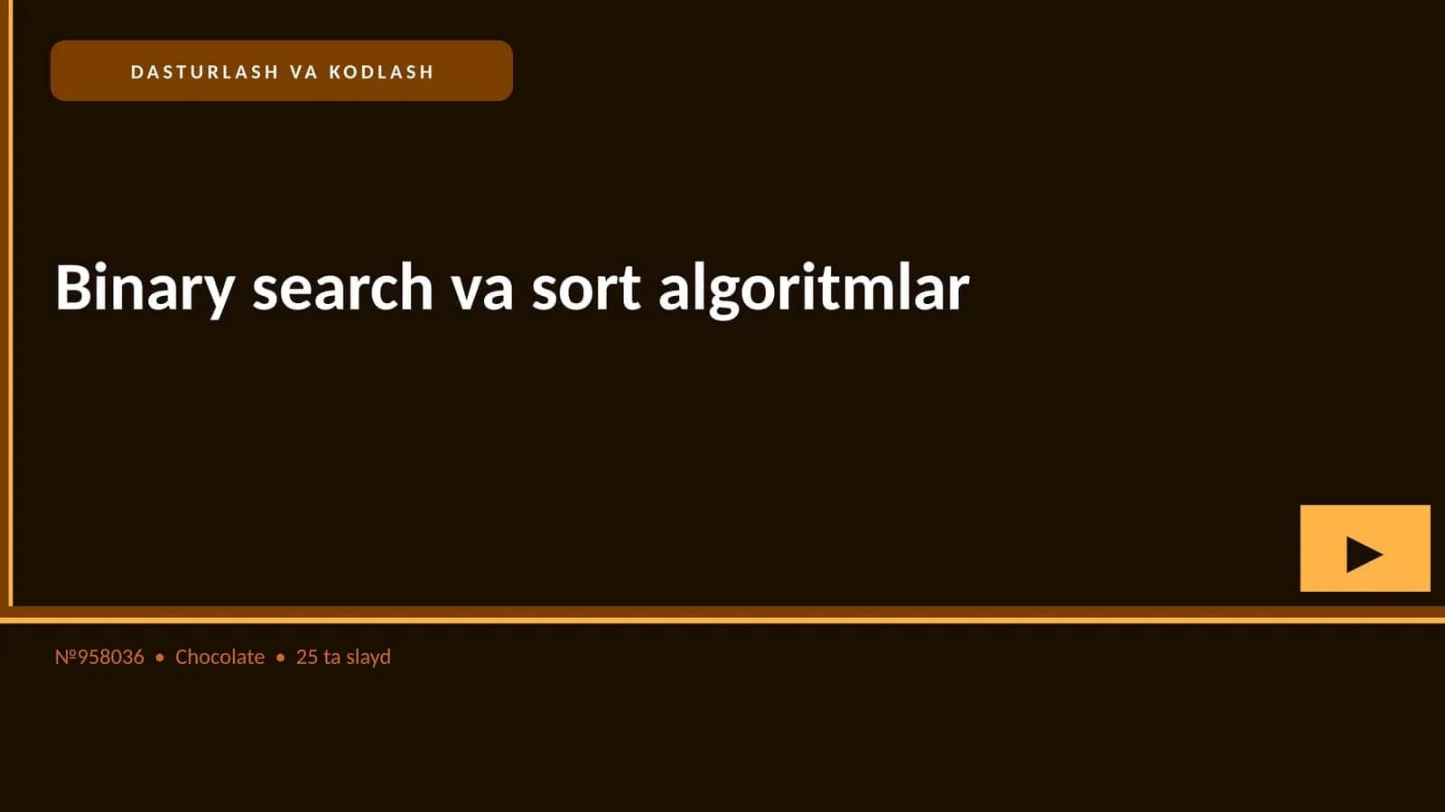 Binary search va sort algoritmlar 1