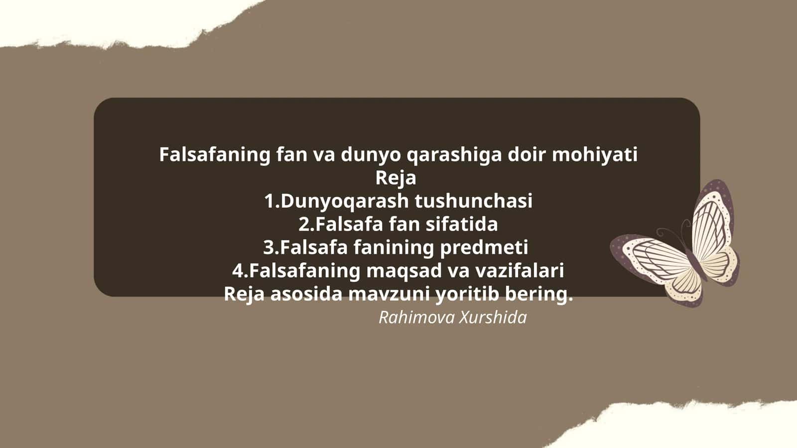 Falsafaning fan va dunyo qarashiga doir mohiyati 1