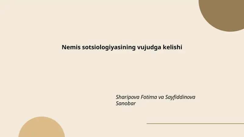 Nemis sotsiologiyasining vujudga kelishi 1