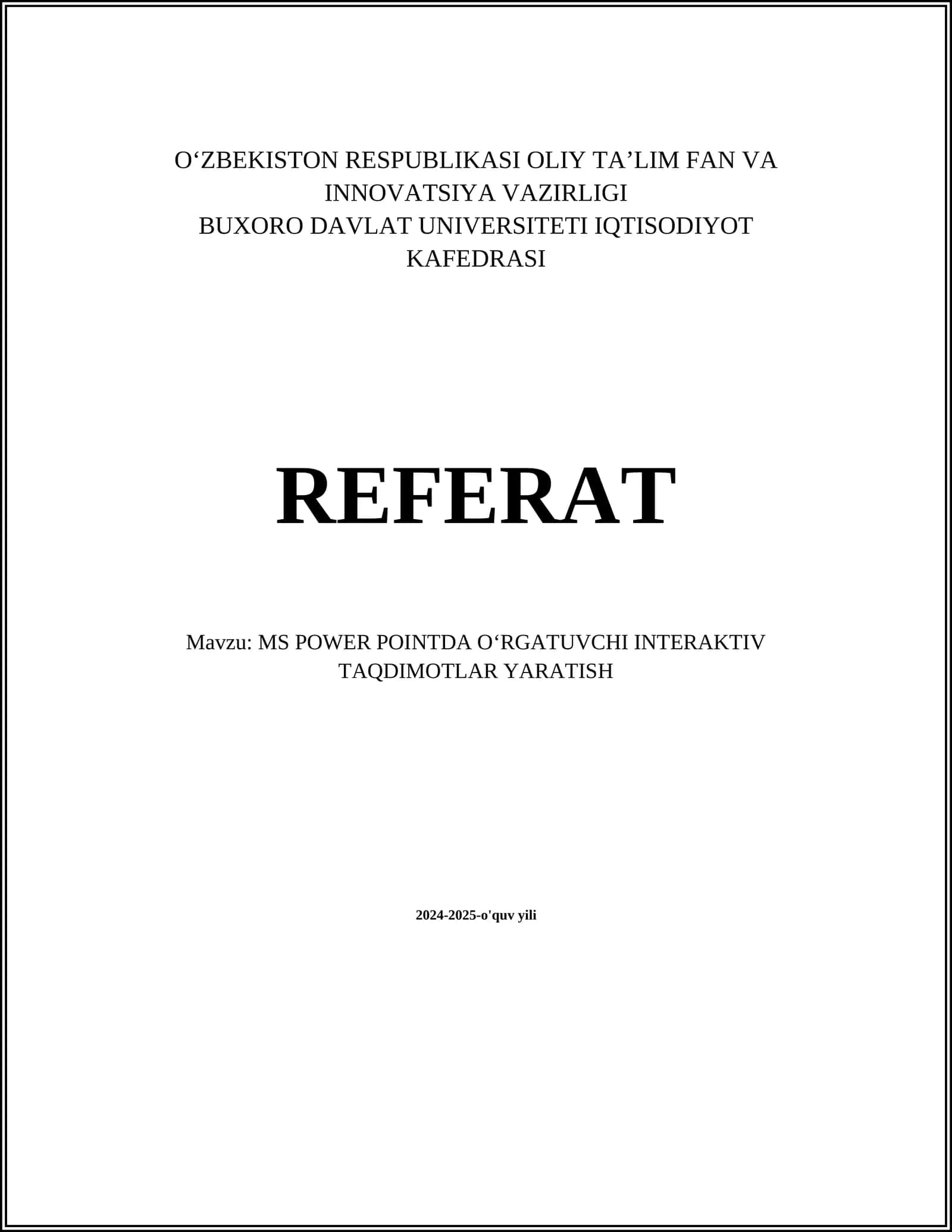 MS POWER POINTDA OʻRGATUVCHI INTERAKTIV TAQDIMOTLAR YARATISH 1