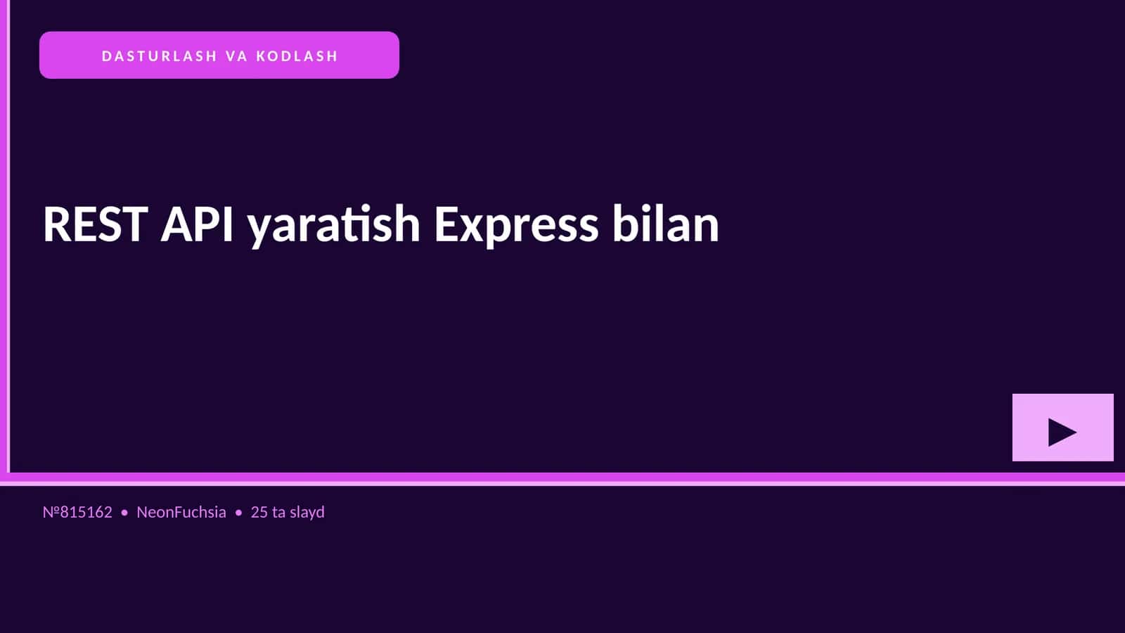 REST API yaratish Express bilan 1