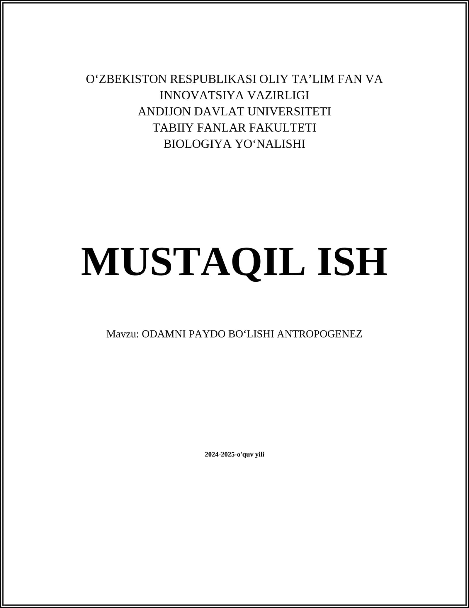 ODAMNI PAYDO BOʻLISHI ANTROPOGENEZ 1