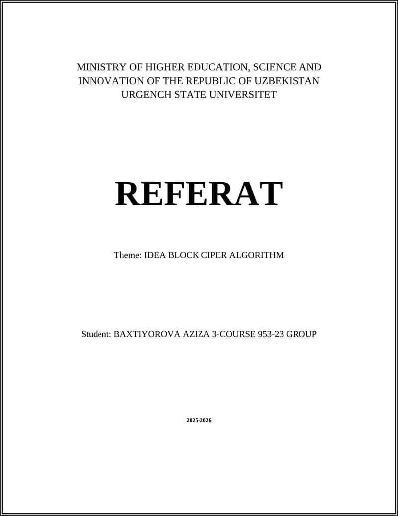 IDEA block cipher algorithm 1