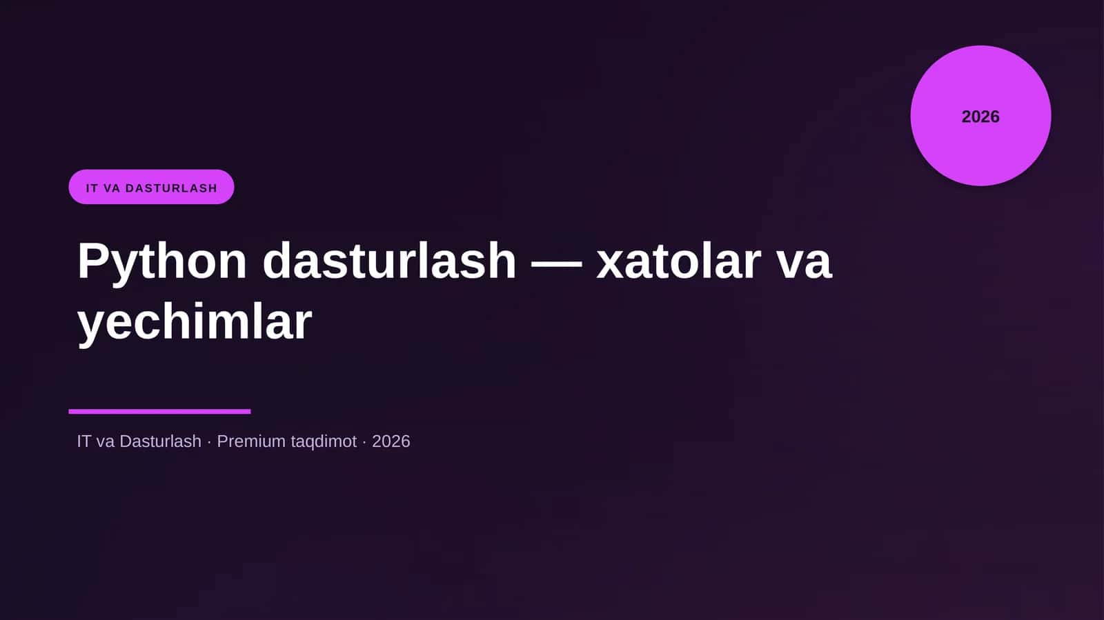 Python dasturlash — xatolar va yechimlar 1
