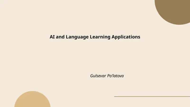 AI and Language Learning Applications 1