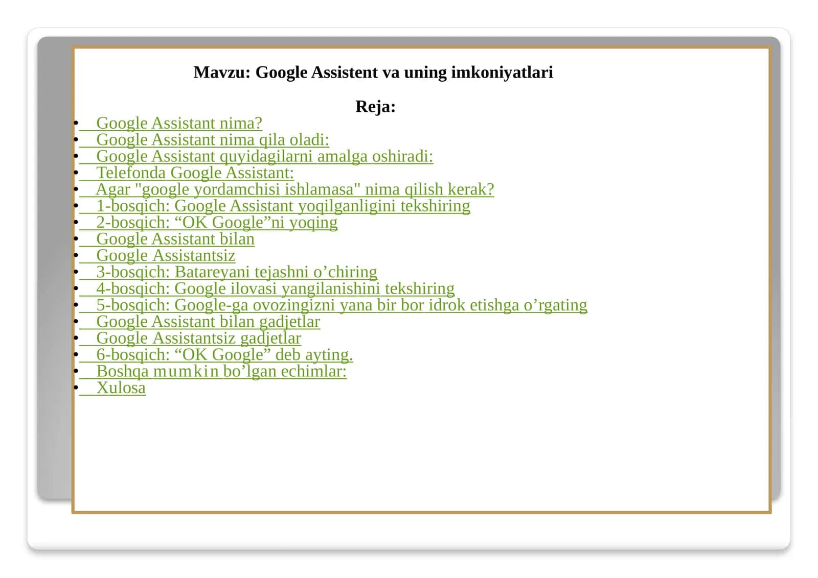 Google Assistent va uning imkoniyatlari 1