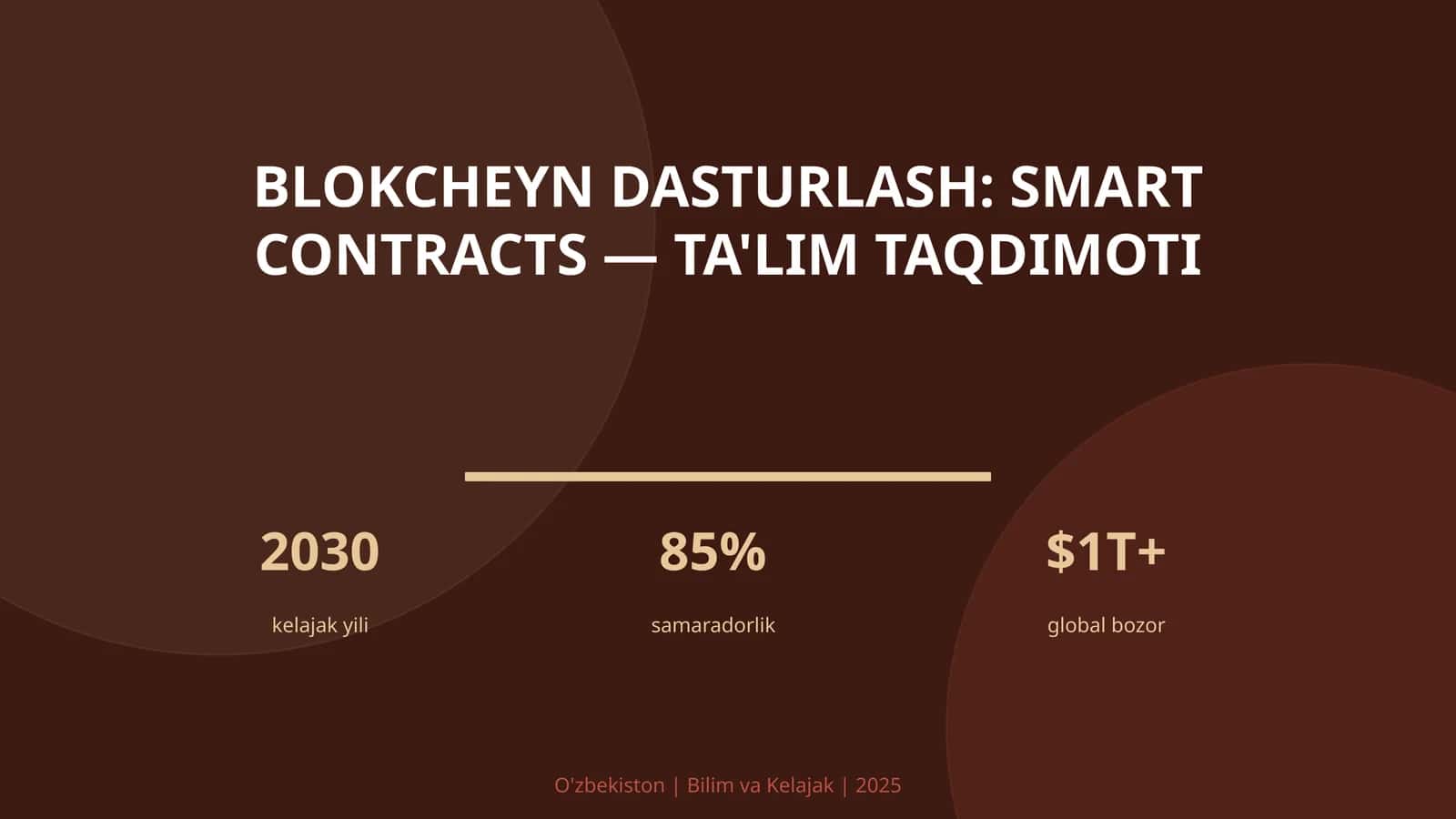Blokcheyn dasturlash: Smart contracts — ta'lim taqdimoti 1