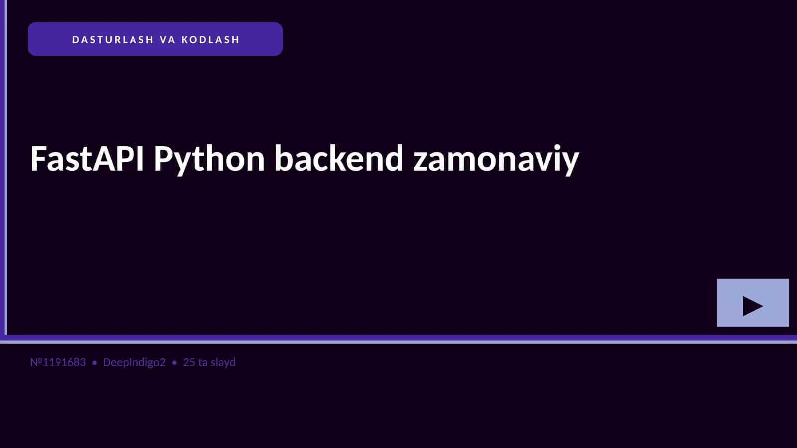 FastAPI Python backend zamonaviy 1