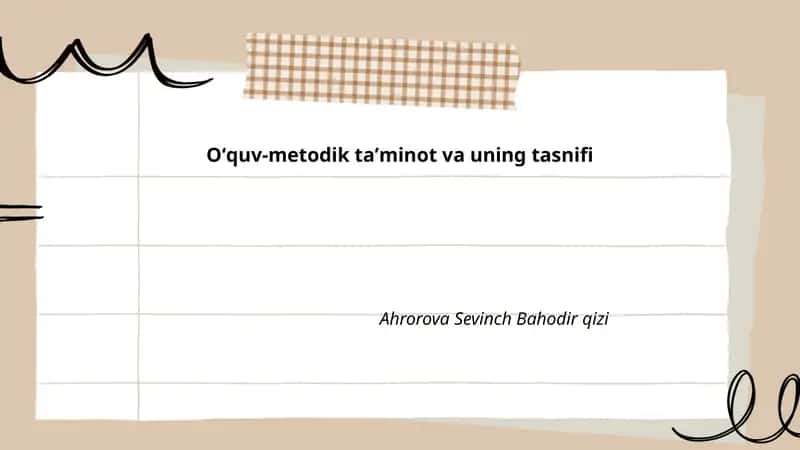 Oʻquv-metodik taʼminot va uning tasnifi 1