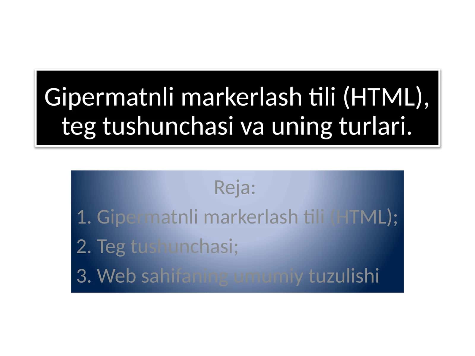 Gipermatnli markerlash tili (HTML) 1
