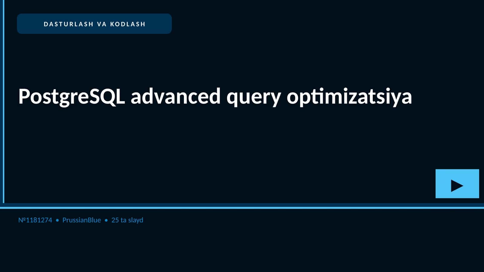 PostgreSQL advanced query optimizatsiya 1