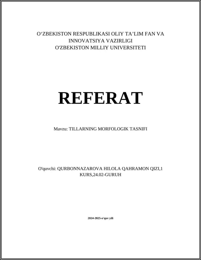 TILLARNING MORFOLOGIK TASNIFI 1