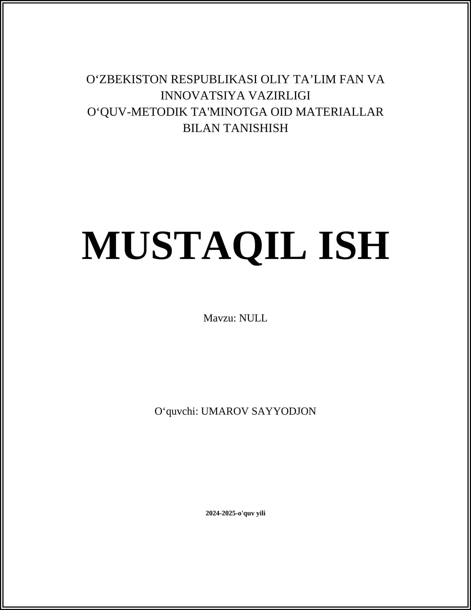 OʻQUV-METODIK TA'MINOTGA OID MATERIALLAR BILAN TANISHISH 1