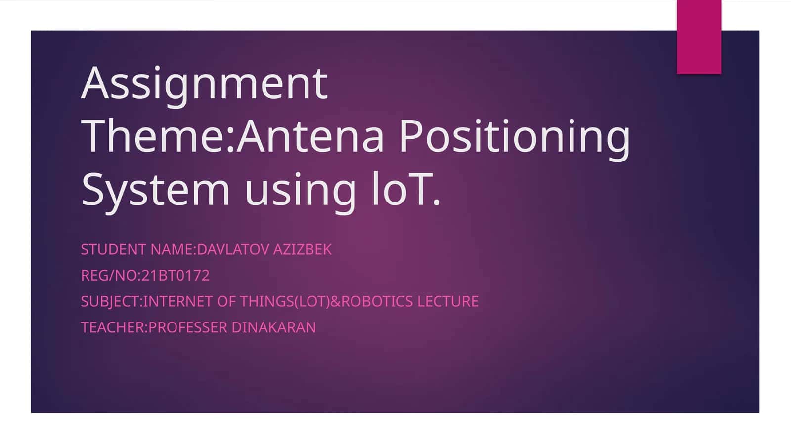 Antenna Positioning System Using IoT 1