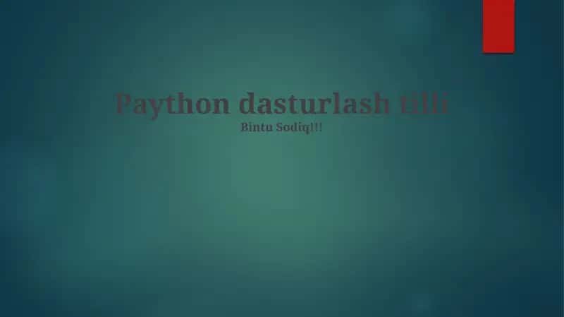 Piton dasturlash tilli 1