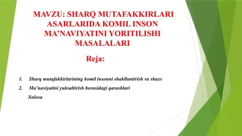 SHARQ MUTAFAKKIRLARI ASARLARIDA KOMIL INSON MA’NAVIYATINI YORITILISHI MASALALARI 1