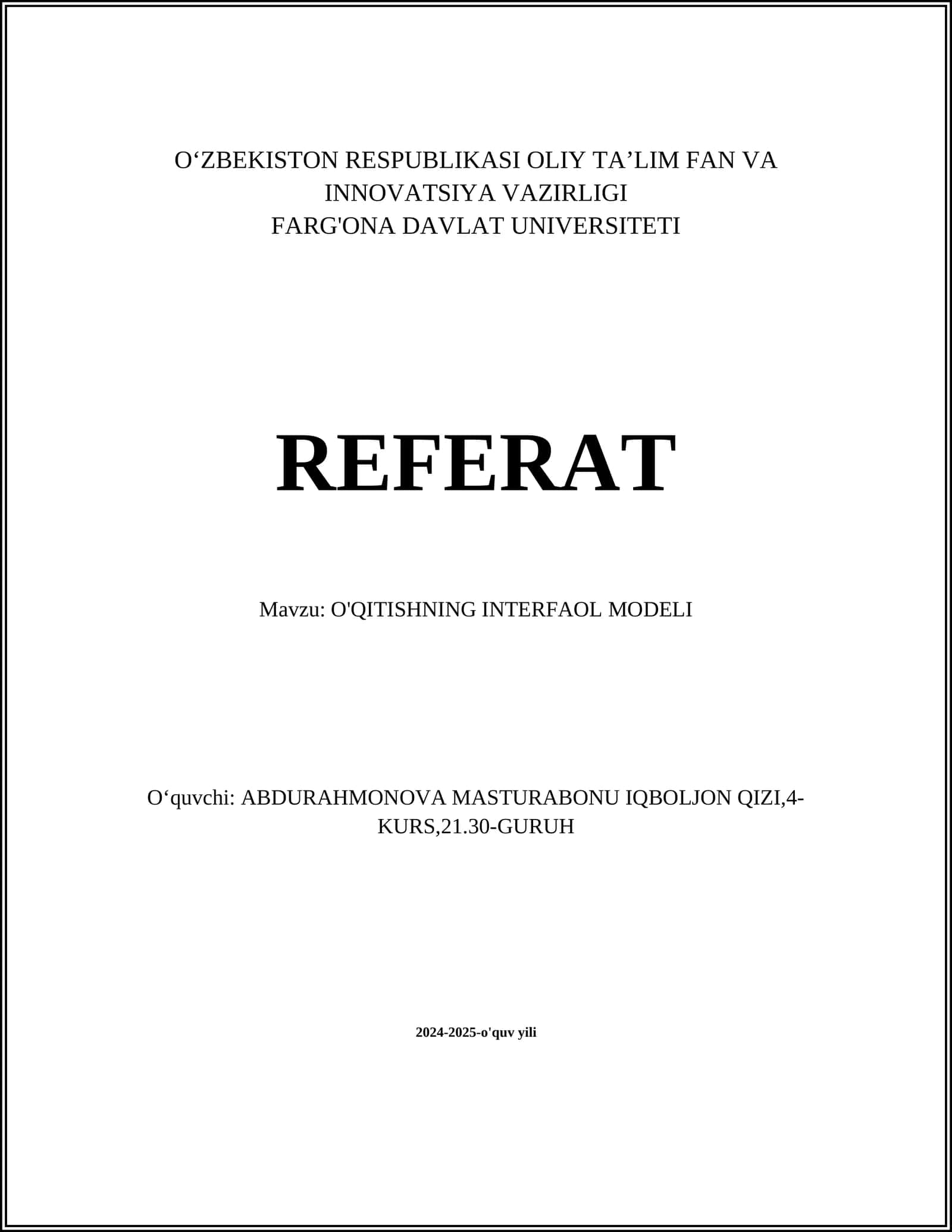O'QITISHNING INTERFAOL MODELI 1