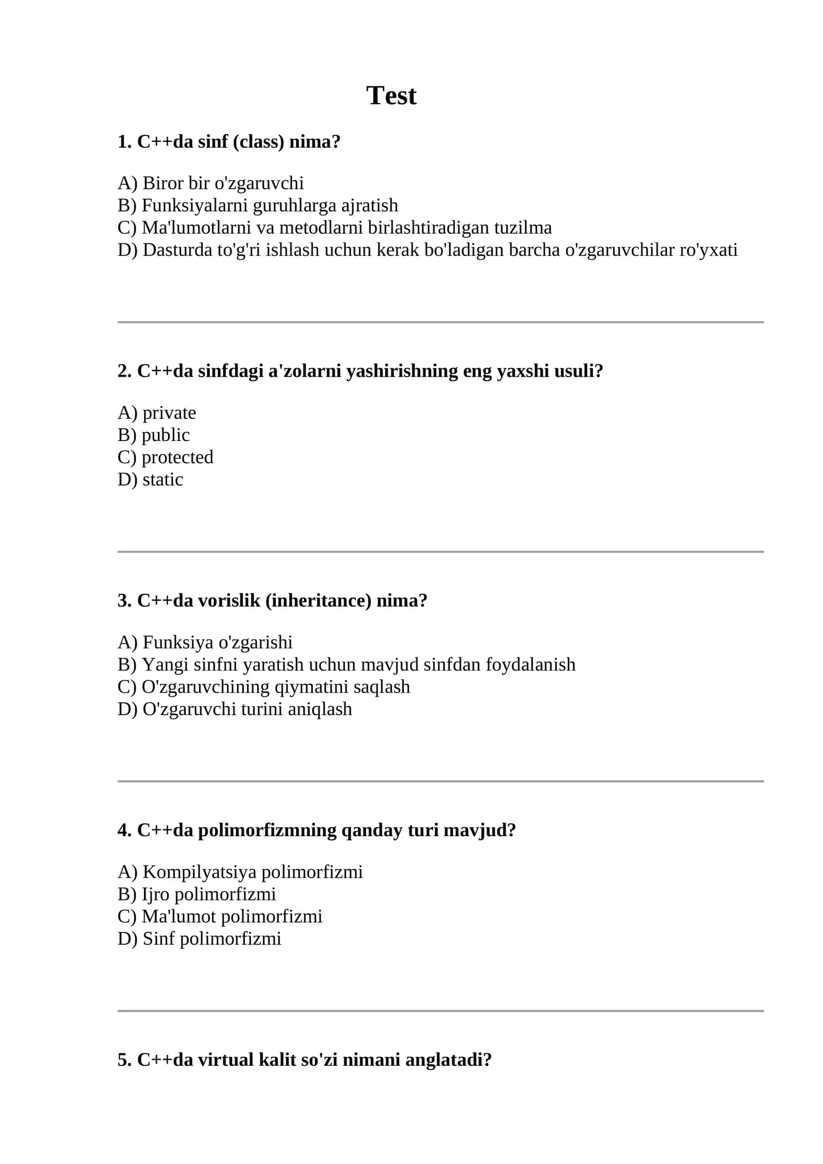 C++da sinf (class) nima? 1